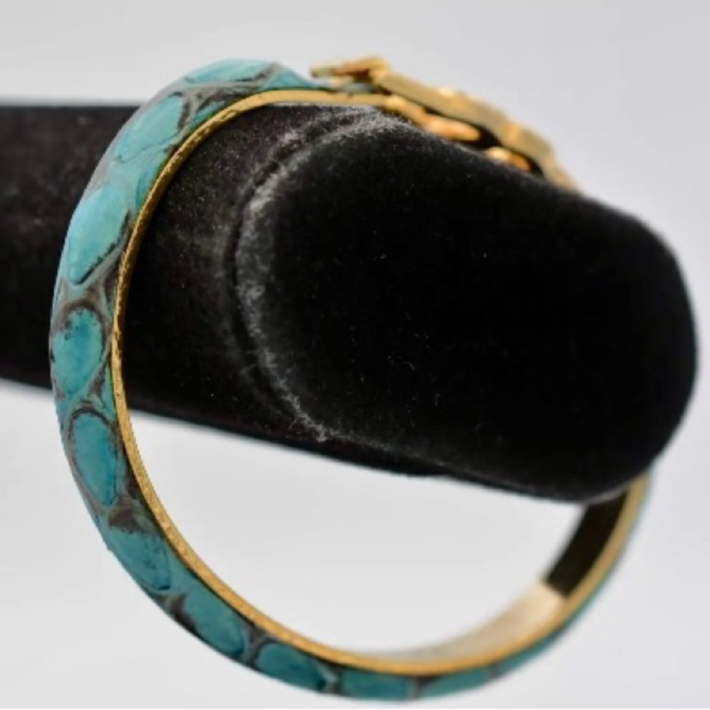 Vintage Gucci GG 24kt gold plated logo snakeskin bracelet - Picture 7 of 7